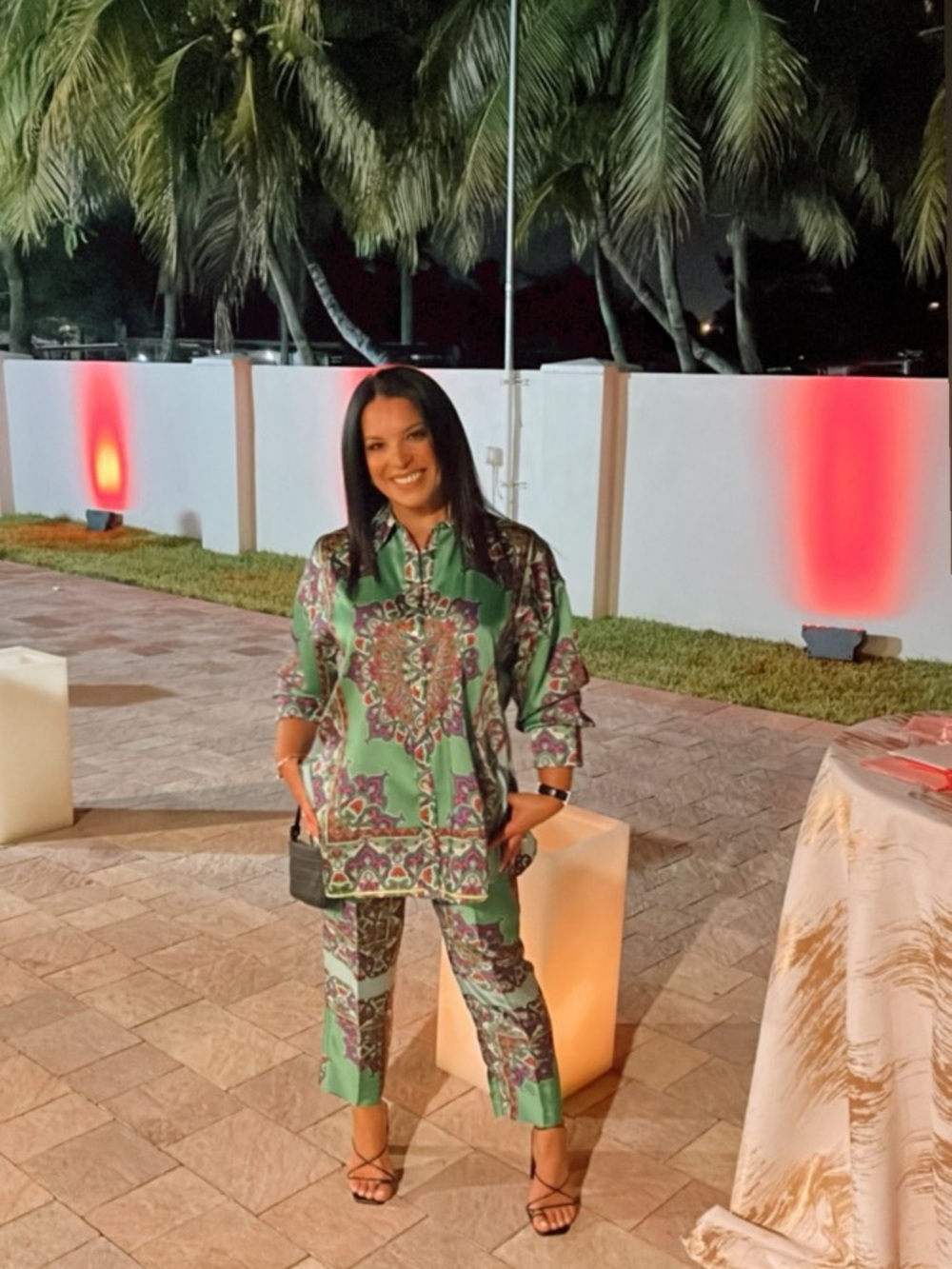 Zara Green & Purple Satin paisley Co-Ord set